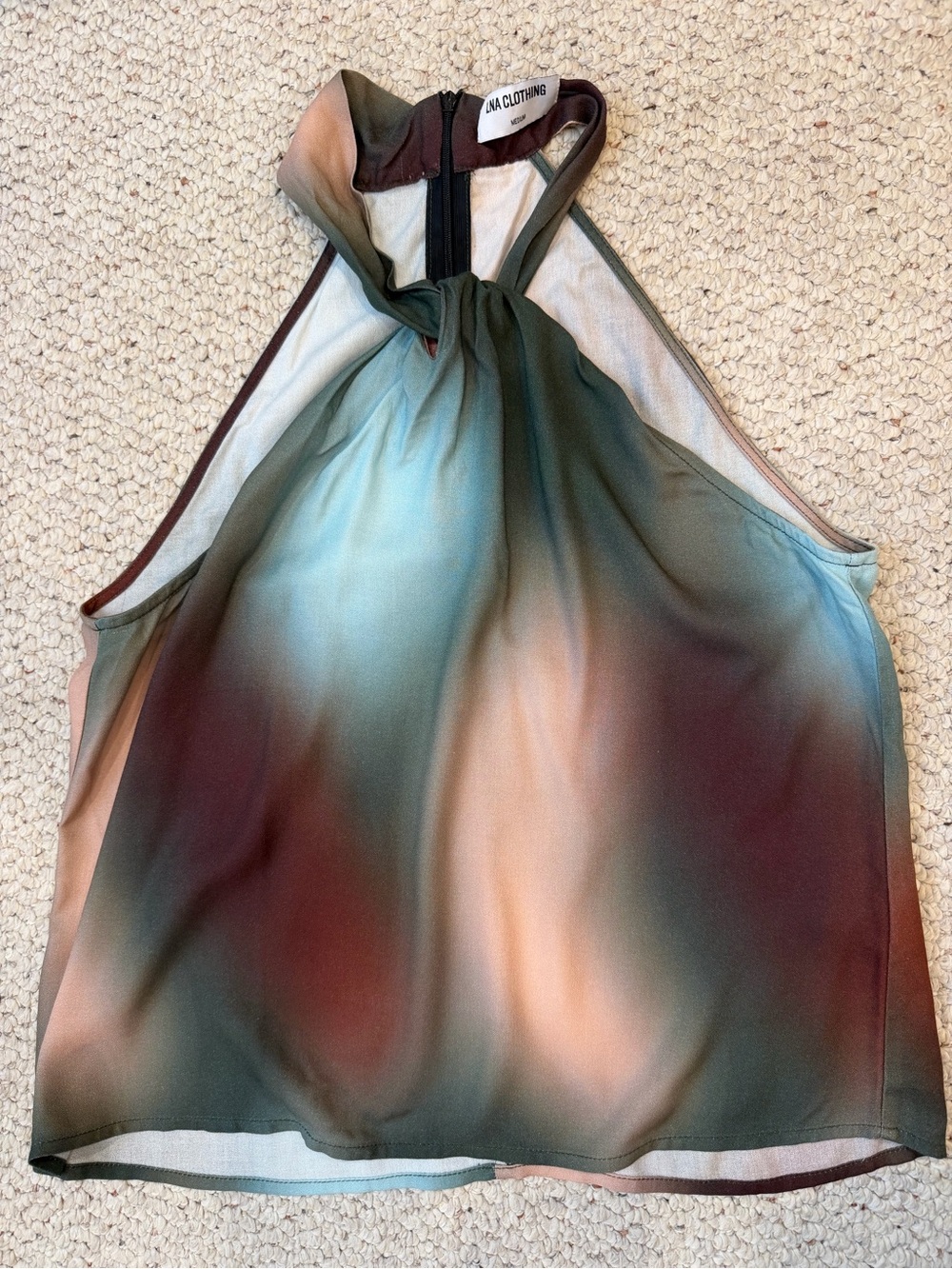 LNA Clothing Women's Ombre Halter Neck Tank Top - NEW Green M